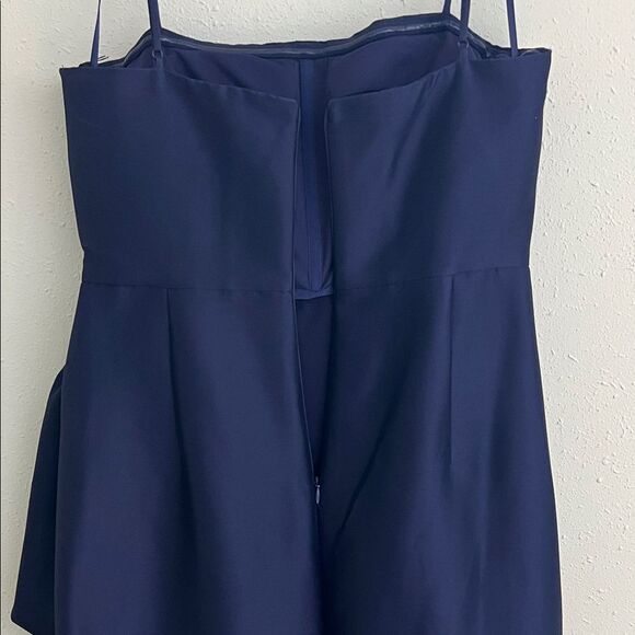 Muse by Marchesa Stretch Mikado 3D Rosette Running Side Ruffle Maxi Dress - Picture 7 of 10